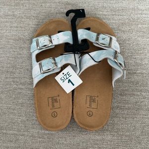 Kids Blue and White Sandals Size 1